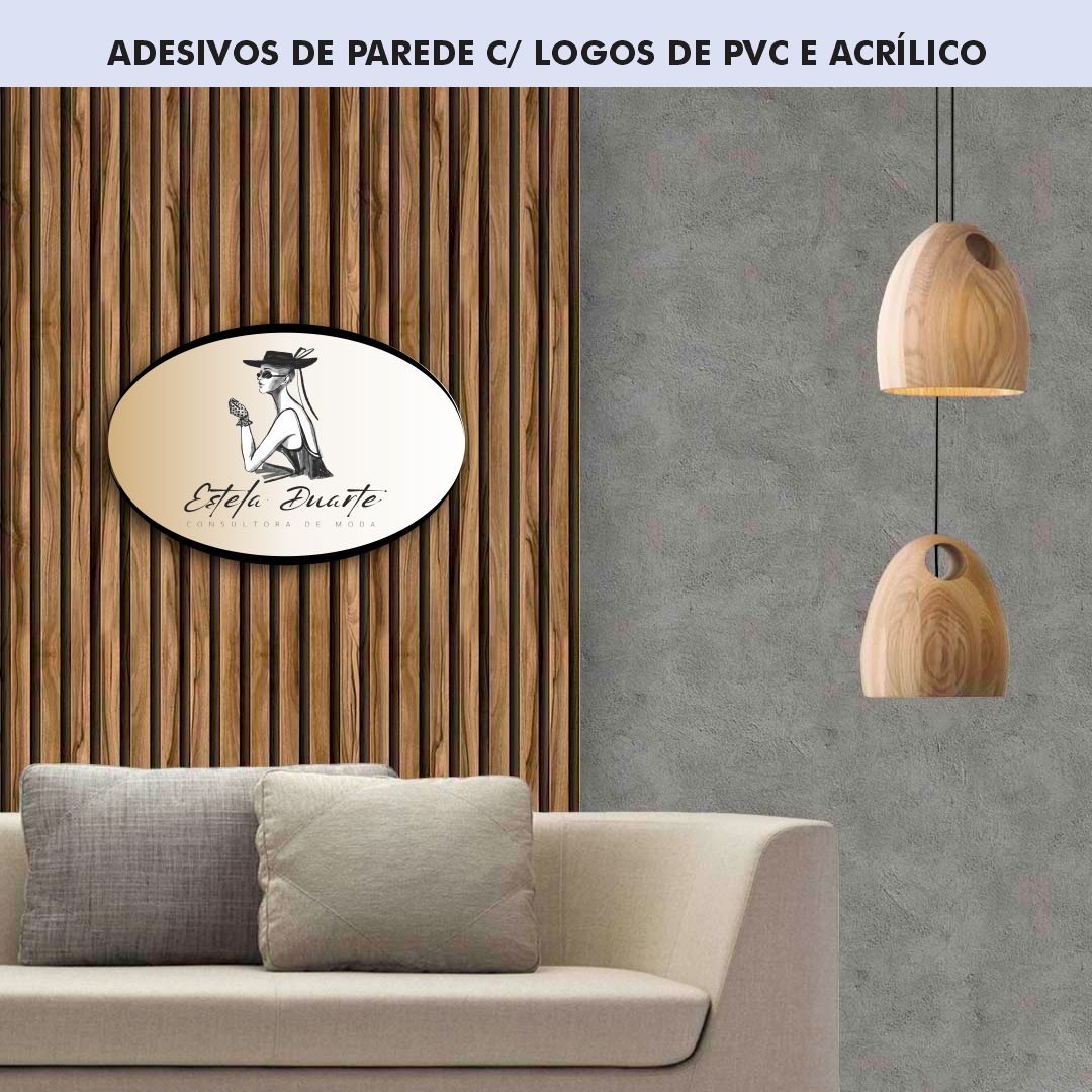 Adesivo de parede com logo em PVC ou acrílico